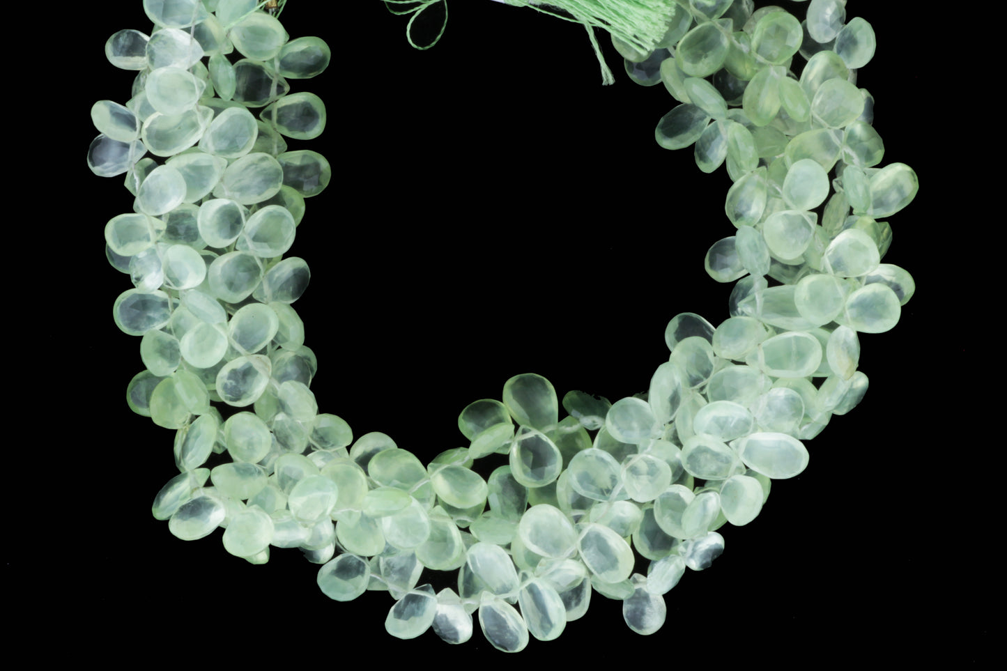 Green Prehnite 8x5mm Faceted Pear Shaped Briolettes