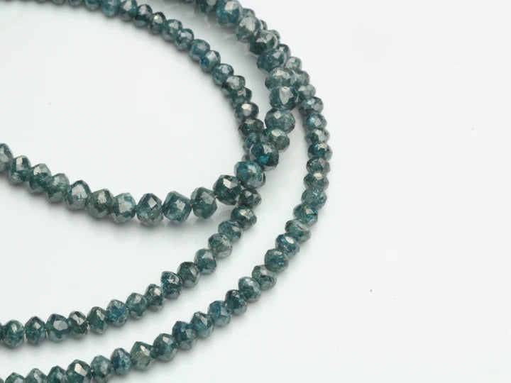 Blue Diamond 1.7mm - 2.5mm Hand Faceted Rondelles Bead Strand
