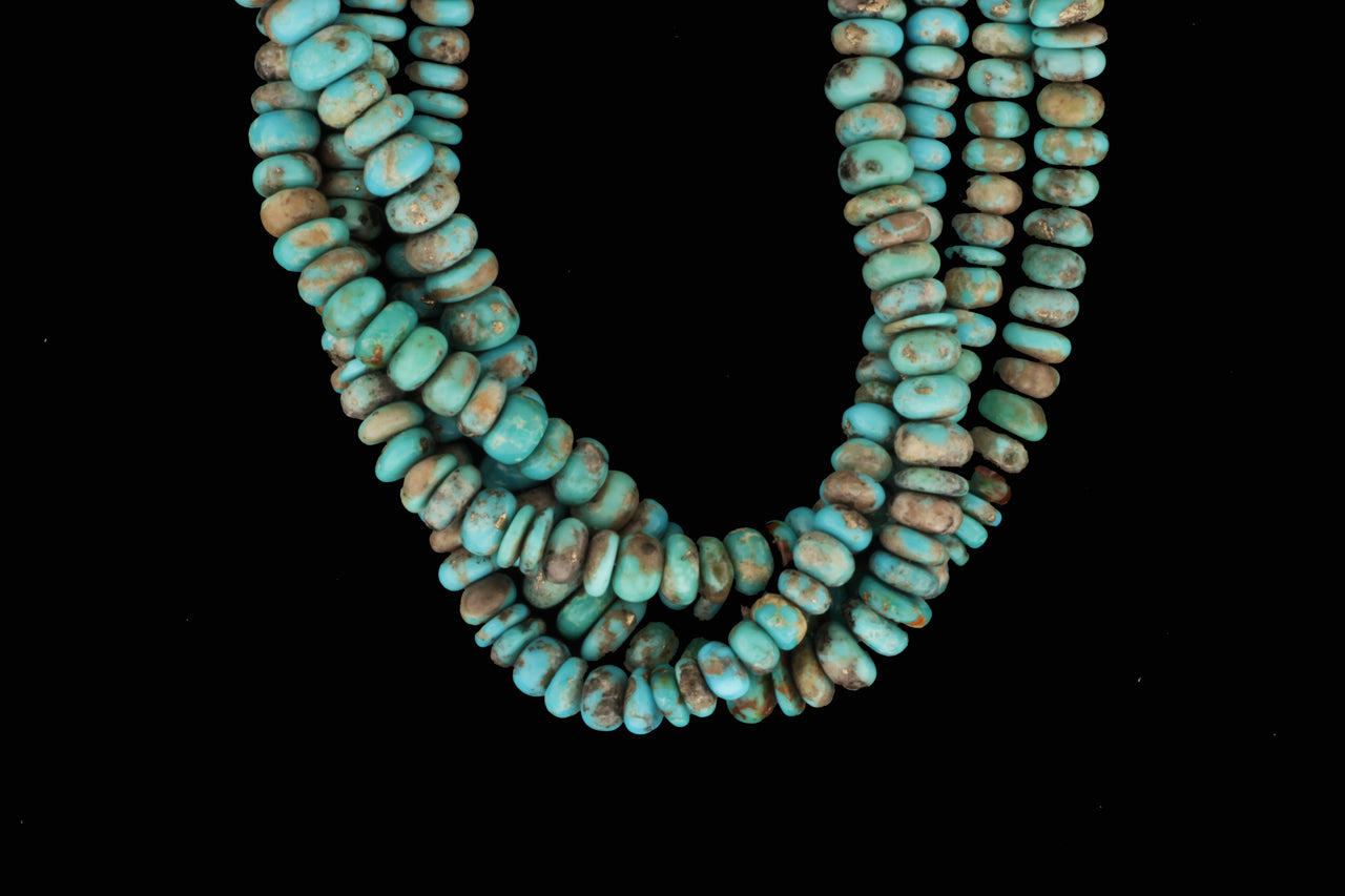 Natural Blue and Black Turquoise 7mm Smooth Rondelles