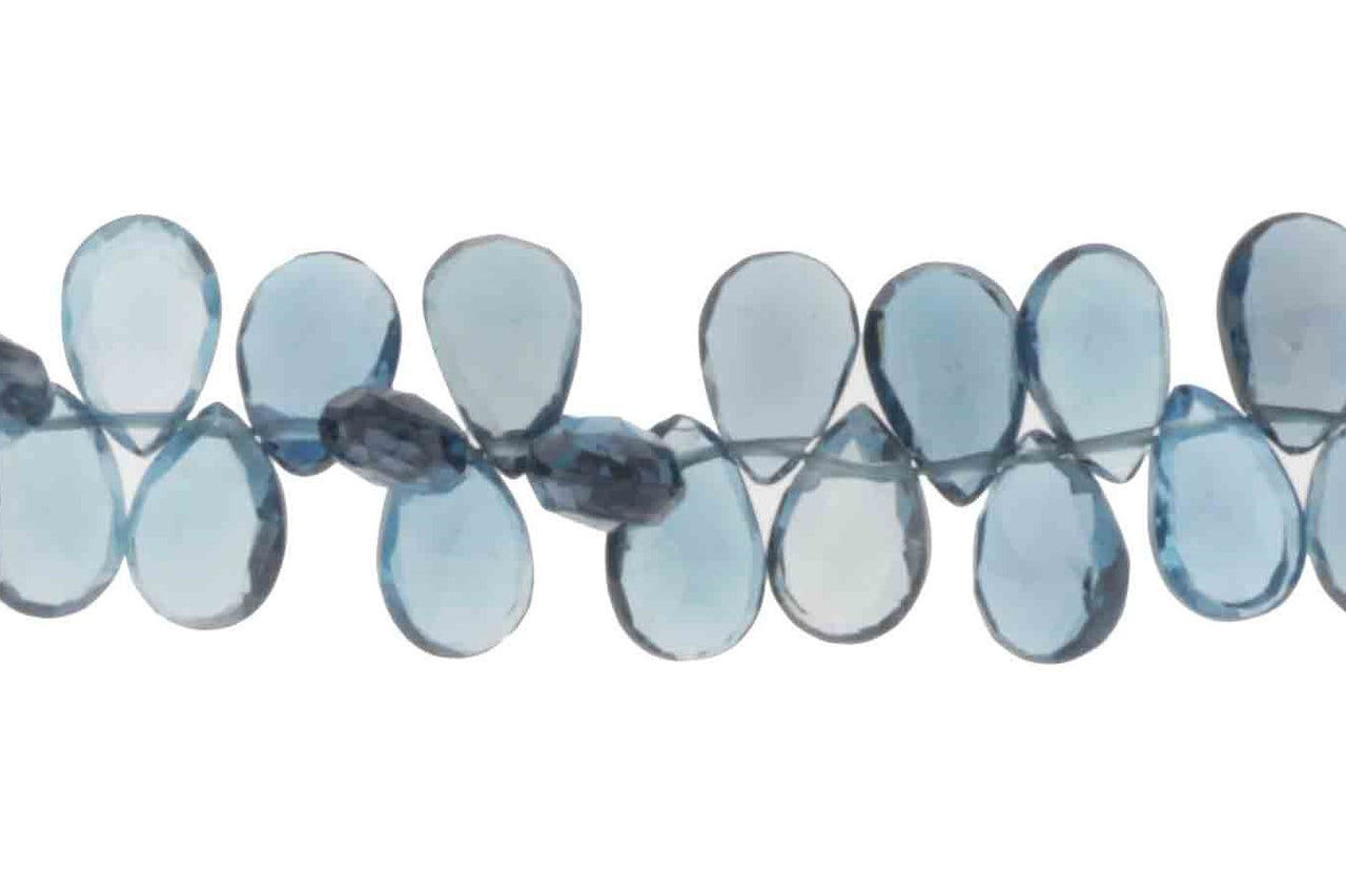 London Blue Topaz 9x5mm Faceted Pear Shaped Briolettes