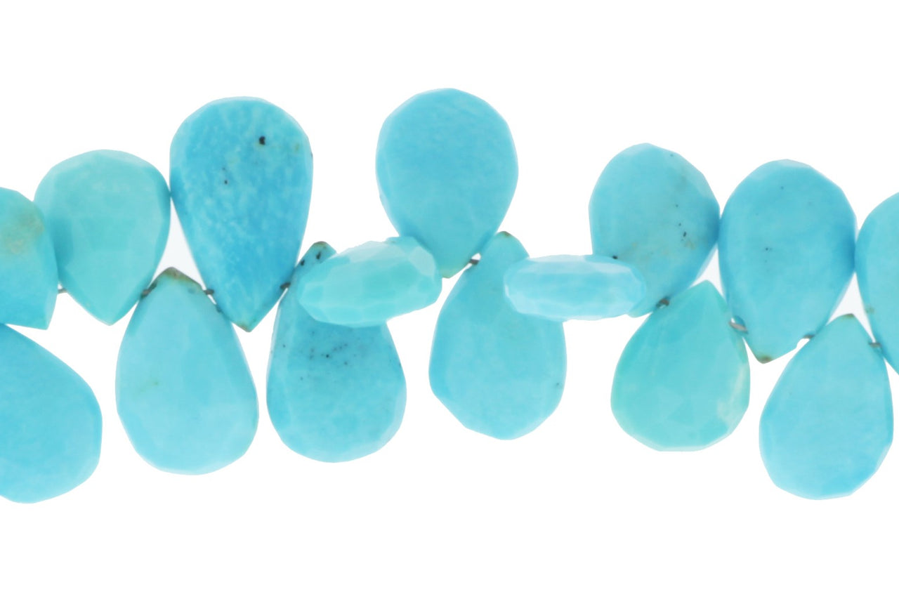 Natural Blue Turquoise 12x8mm Faceted Pear Shaped Briolettes