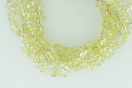 Yellow Lemon Quartz 6x4mm Faceted Teardrop Briolettes