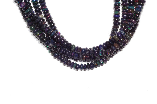 Black Ethiopian Opal 4mm Smooth Rondelles