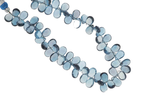London Blue Topaz 9x5mm Faceted Pear Shaped Briolettes