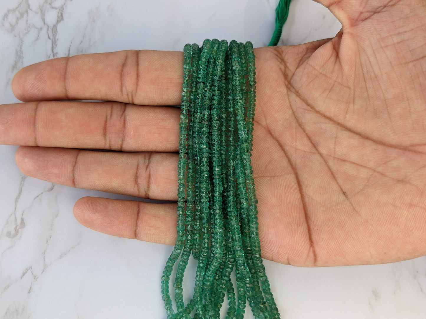 Green Emerald 3mm Faceted Rondelles