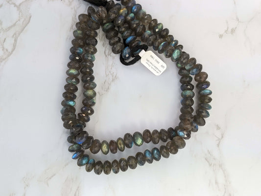 Natural Blue Labradorite 10mm Faceted Rondelles