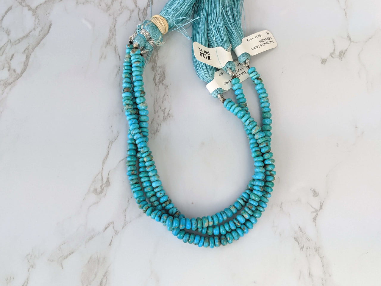 Natural Light Blue Turquoise 5mm Smooth Rondelles