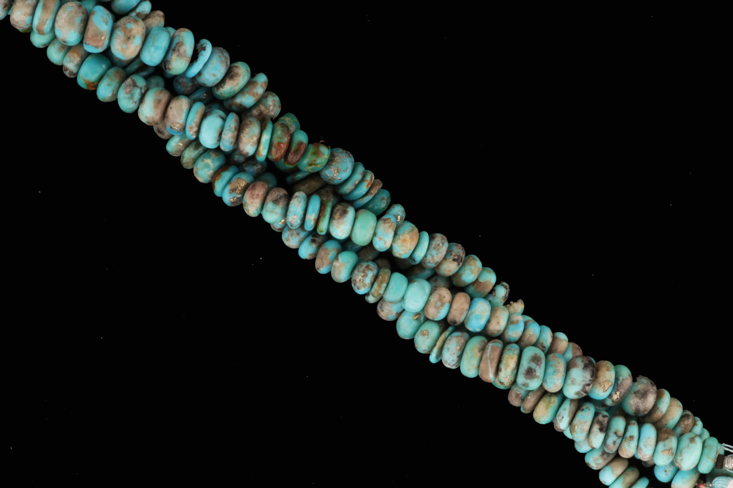 Natural Blue and Black Turquoise 7mm Smooth Rondelles