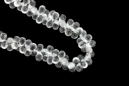 White Topaz 9x6mm Faceted Teardrop Briolettes