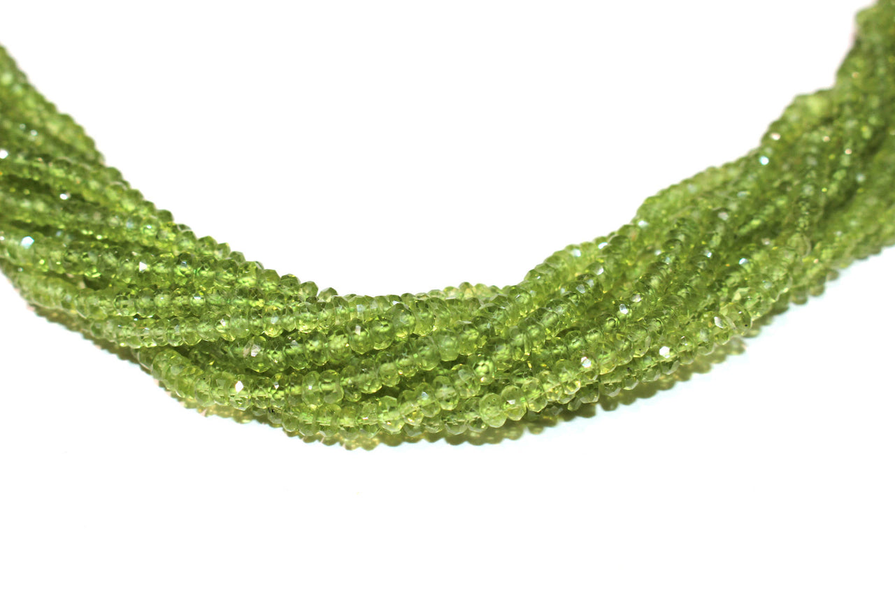 Green Peridot 4mm Faceted Rondelles
