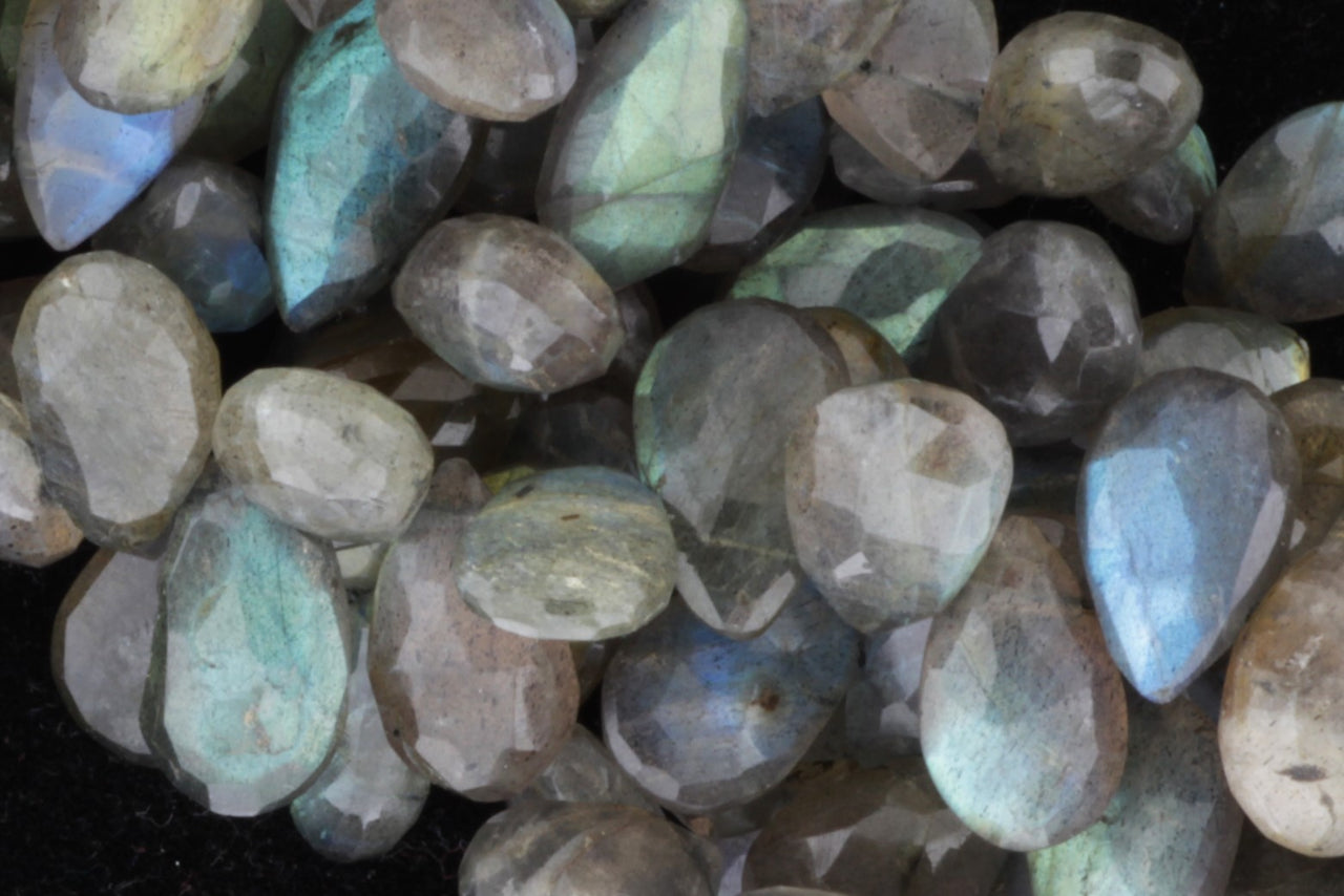 Blue Labradorite 14x9mm Faceted Pear Shaped Briolettes