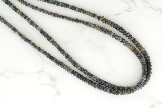 Black Ethiopian Opal 3mm Faceted Rondelles