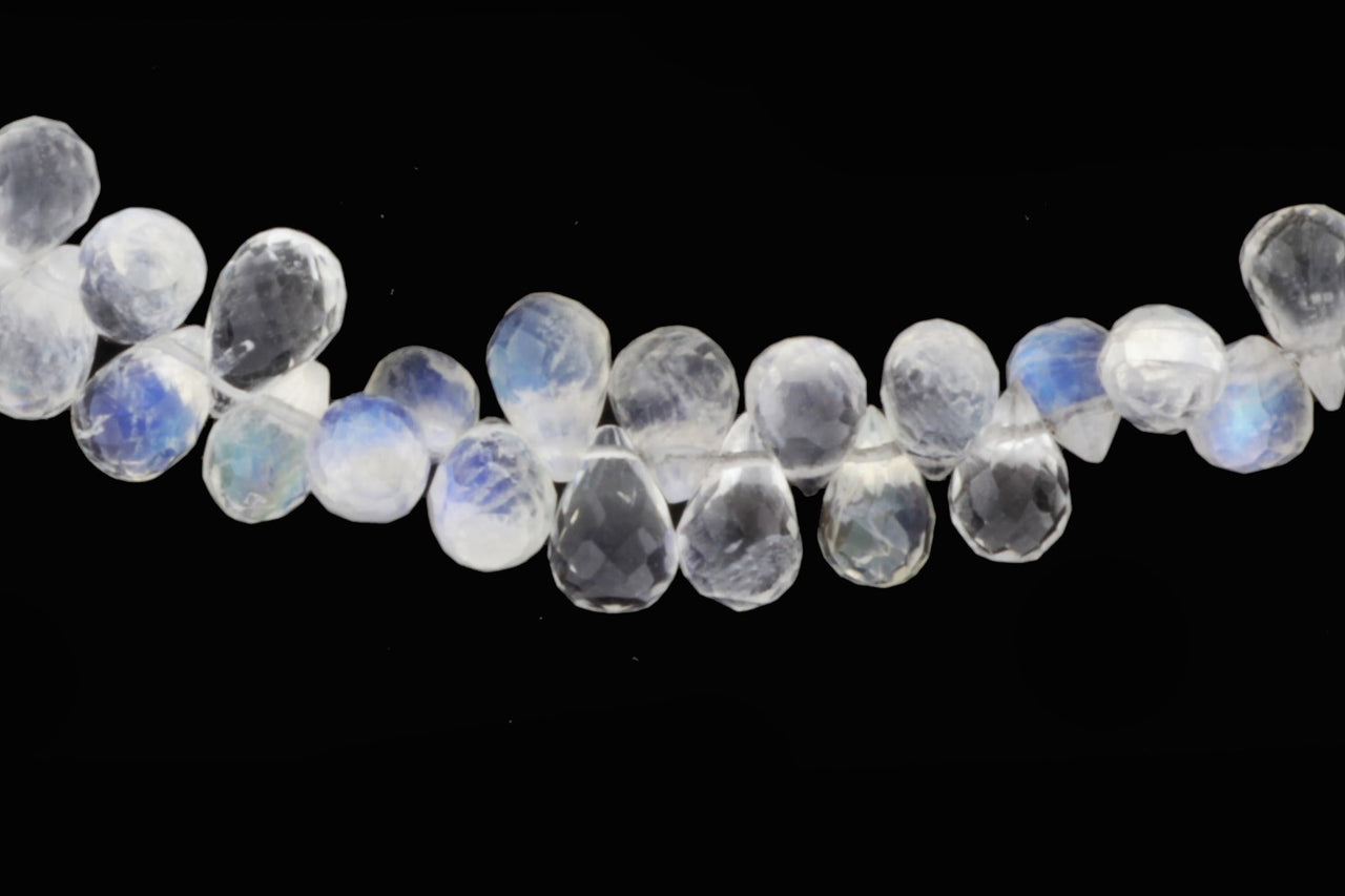 AA Blue Rainbow Moonstone 6x4mm Faceted Teardrop Briolettes