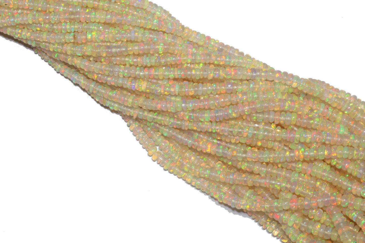 White Ethiopian Opal 3mm Smooth Rondelles