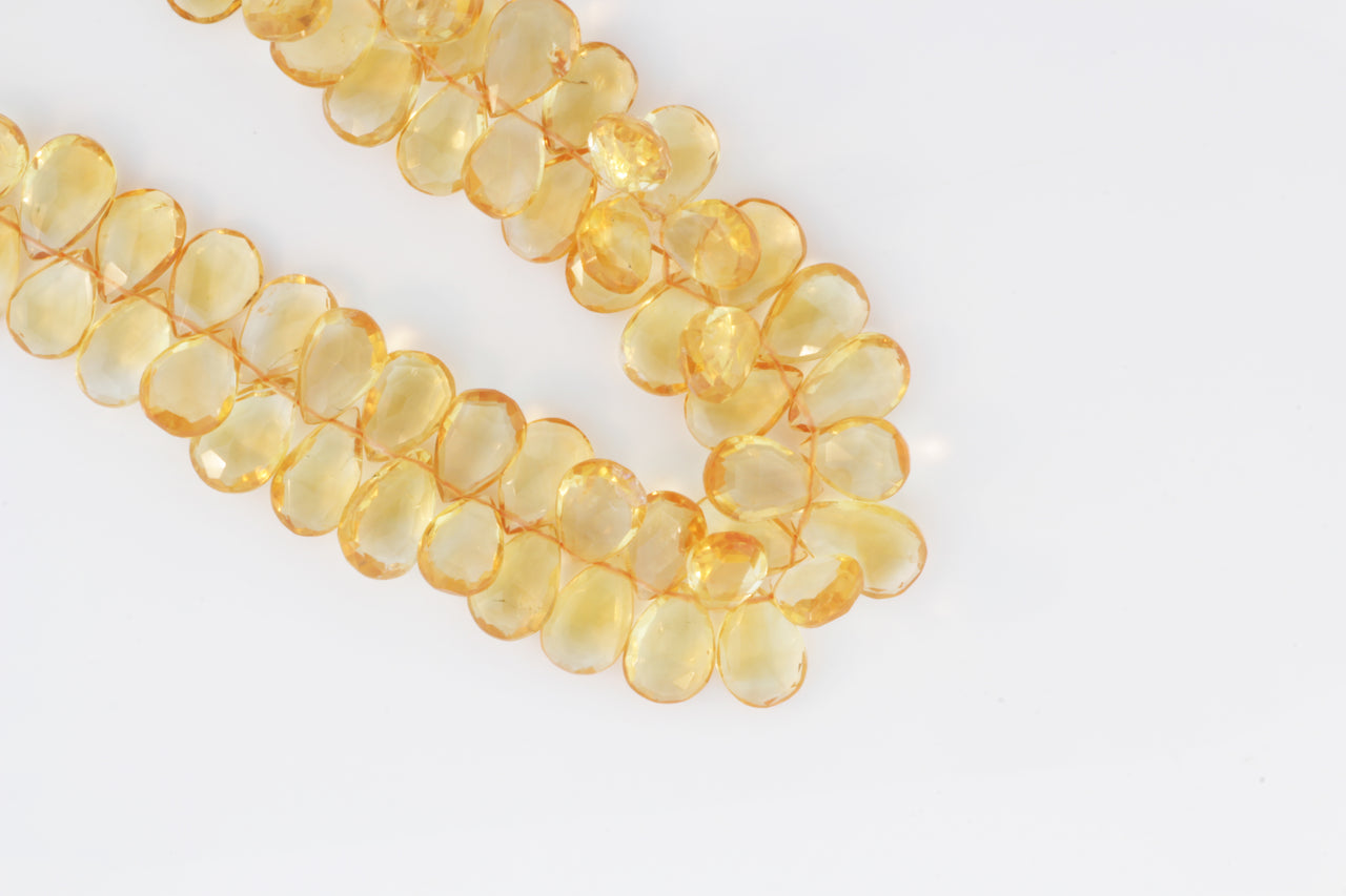 Yellow Citrine 11x7mm Faceted Pear Shaped Briolettes