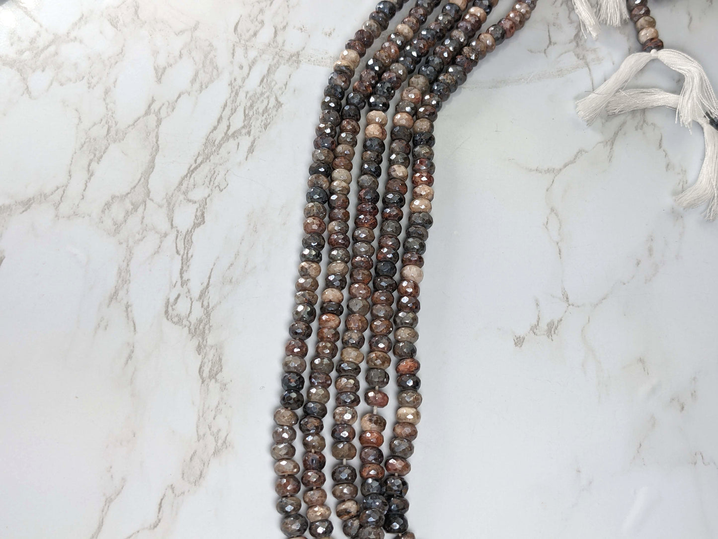 Coated Multi Moonstone 6mm Faceted Rondelles