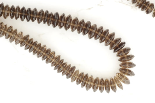 Brown Smoky Quartz 10mm German Cut Faceted Rondelles