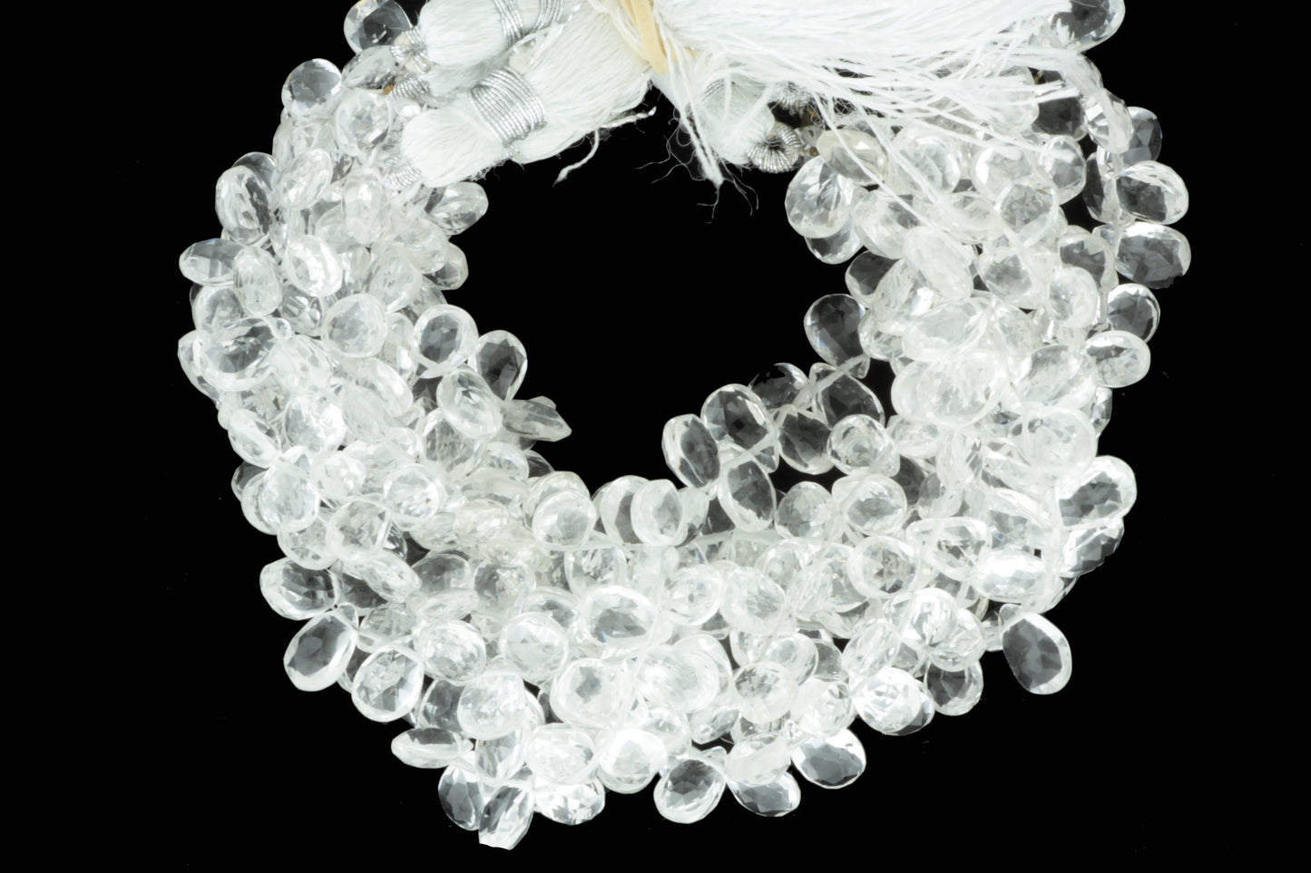 Clear Rock Crystal Quartz 7x5mm Faceted Pear Shaped Briolettes