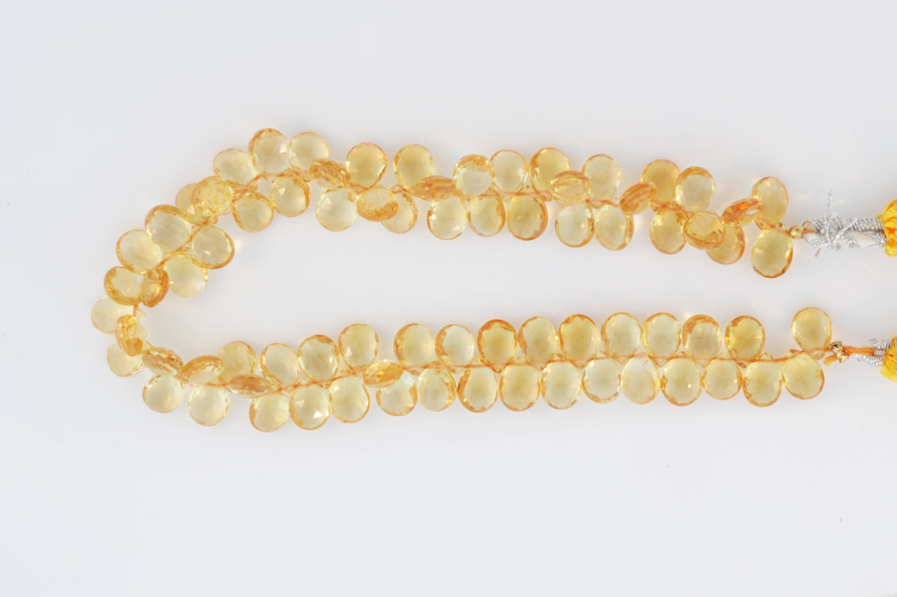 Yellow Citrine 7x5mm Faceted Pear Shaped Briolettes