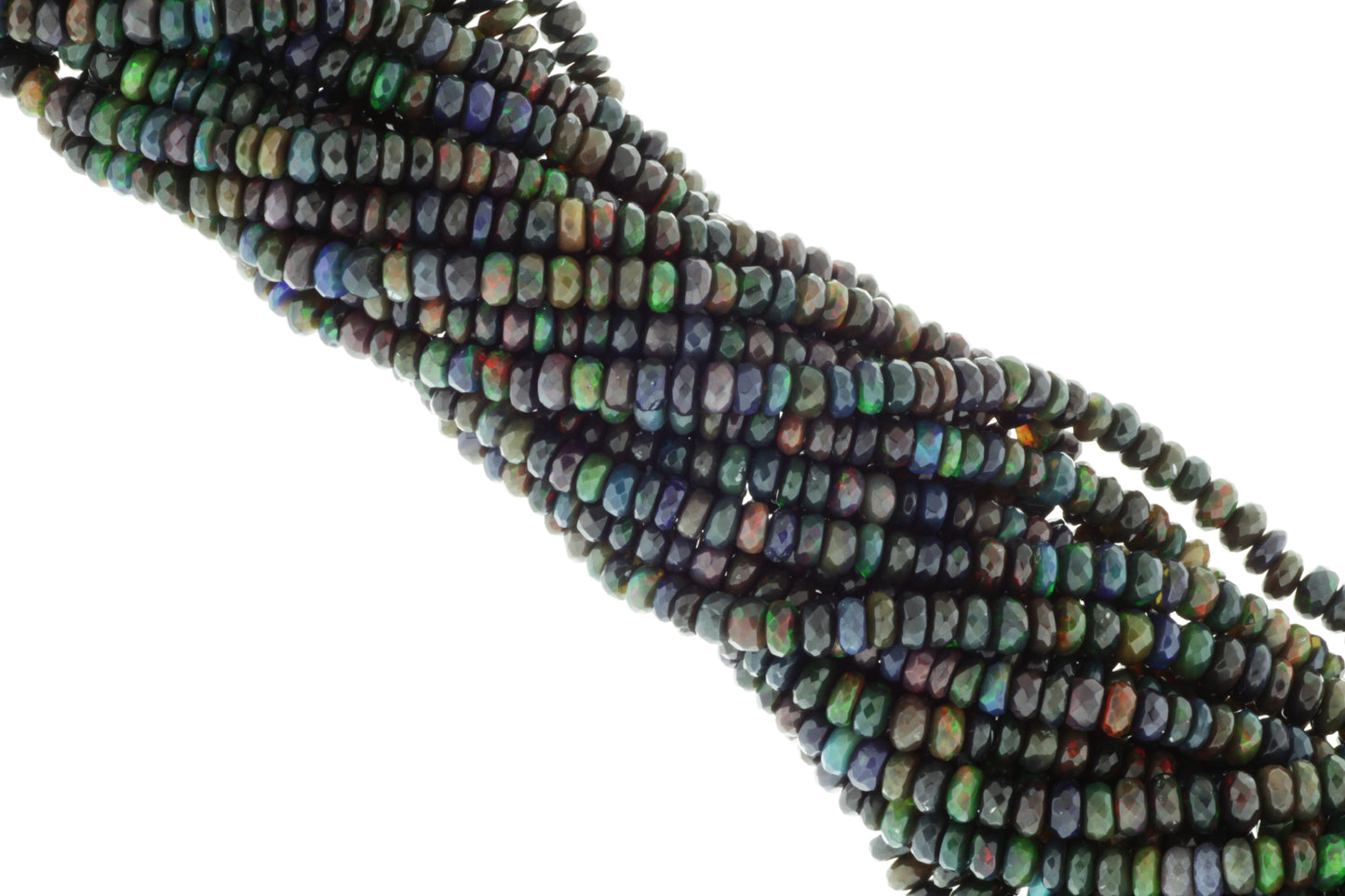Black Ethiopian Opal 3.5mm Faceted Rondelles