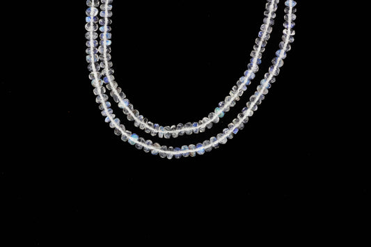 AAA Blue Rainbow Moonstone 4mm Faceted Rondelles