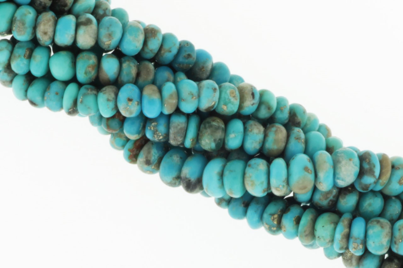 Natural Blue and Black Turquoise 4mm Smooth Rondelles