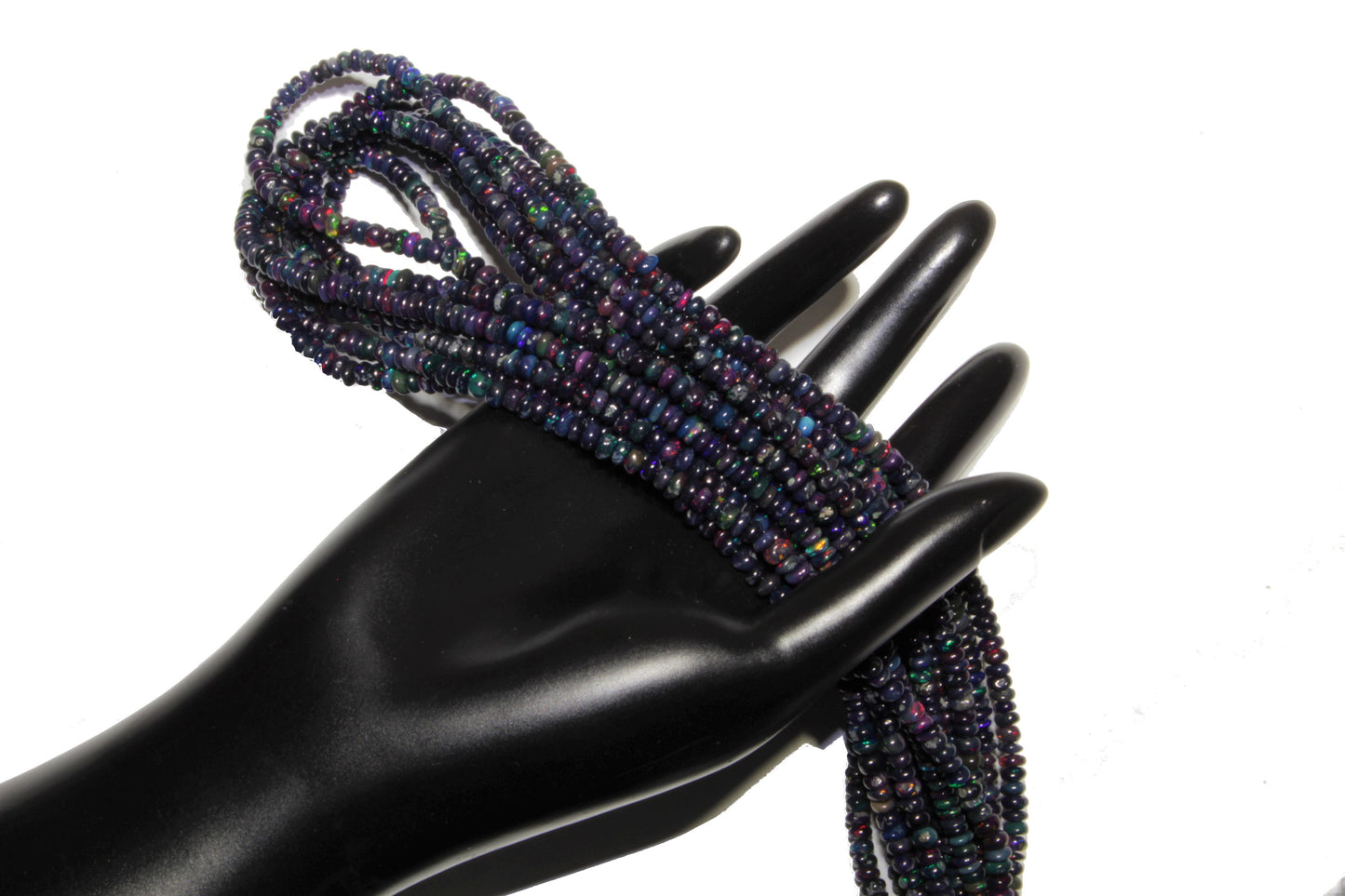 Black Ethiopian Opal 4mm Smooth Rondelles