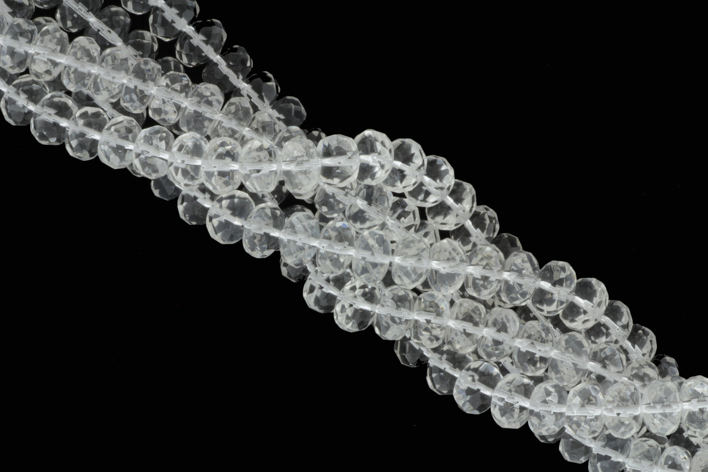 Clear Rock Crystal Quartz 10mm Faceted Rondelles