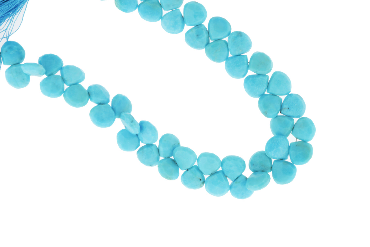 Natural Blue Turquoise 7mm Faceted Heart Shaped Briolettes