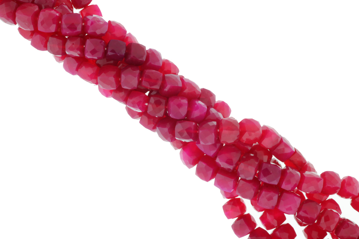 Dark Hot Pink Chalcedony 6mm Faceted Cubes