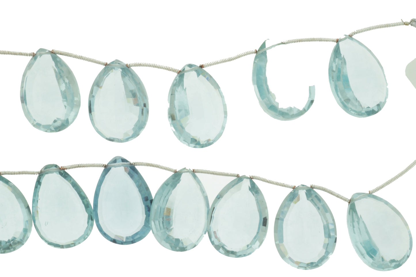 Aqua Blue Hydro Quartz 25x18mm Faceted Pear Shaped Briolettes