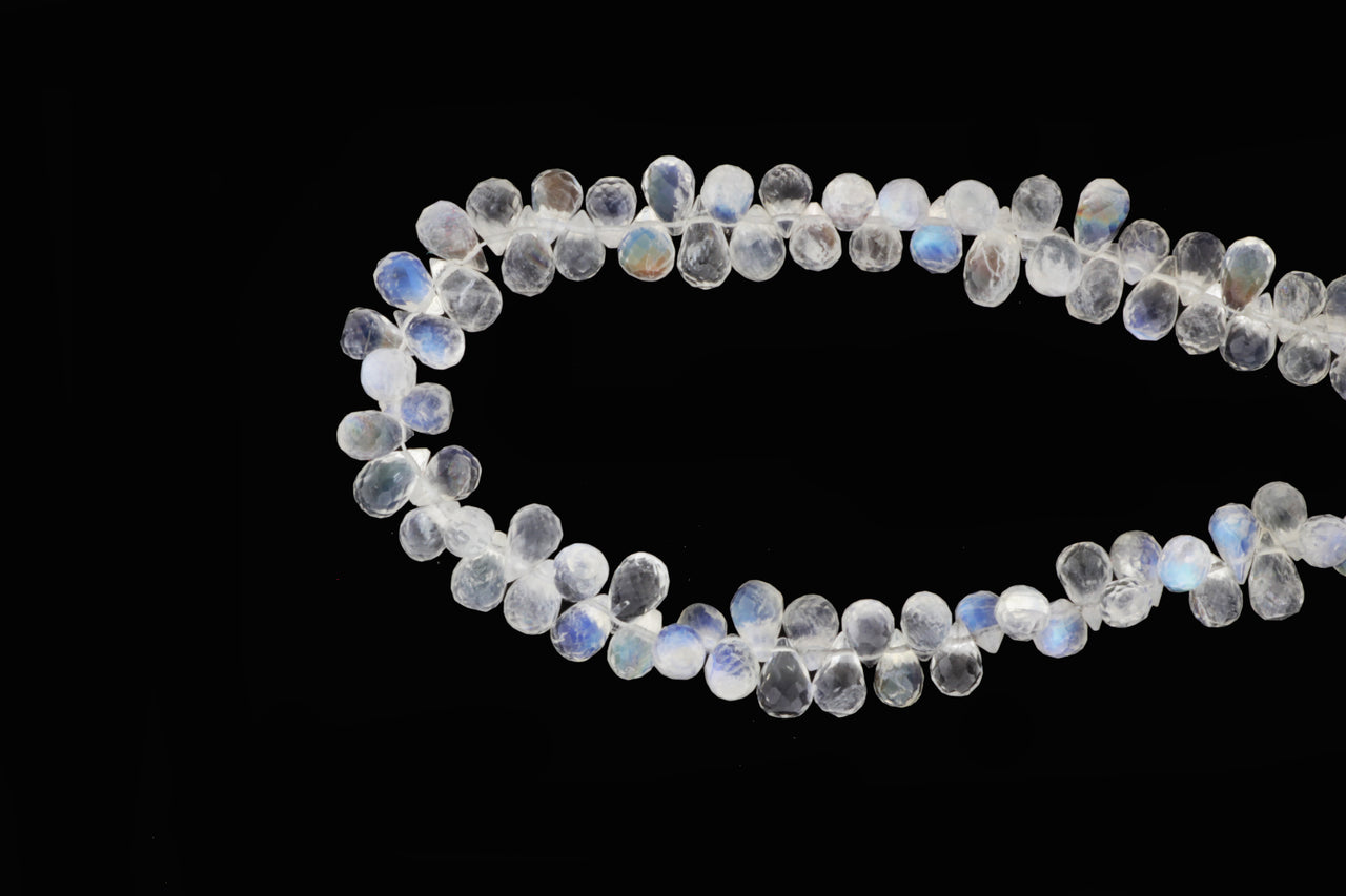 AA Blue Rainbow Moonstone 6x4mm Faceted Teardrop Briolettes
