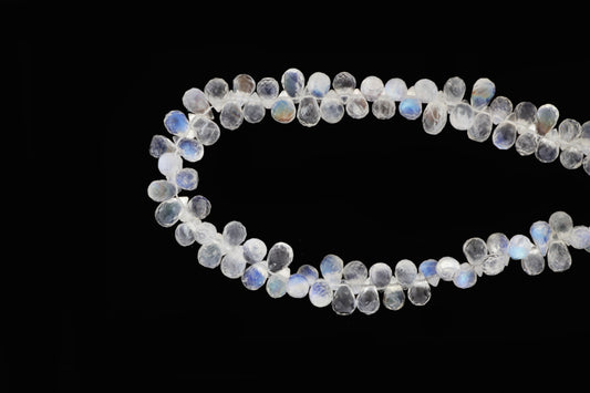 AA Blue Rainbow Moonstone 6x4mm Faceted Teardrop Briolettes