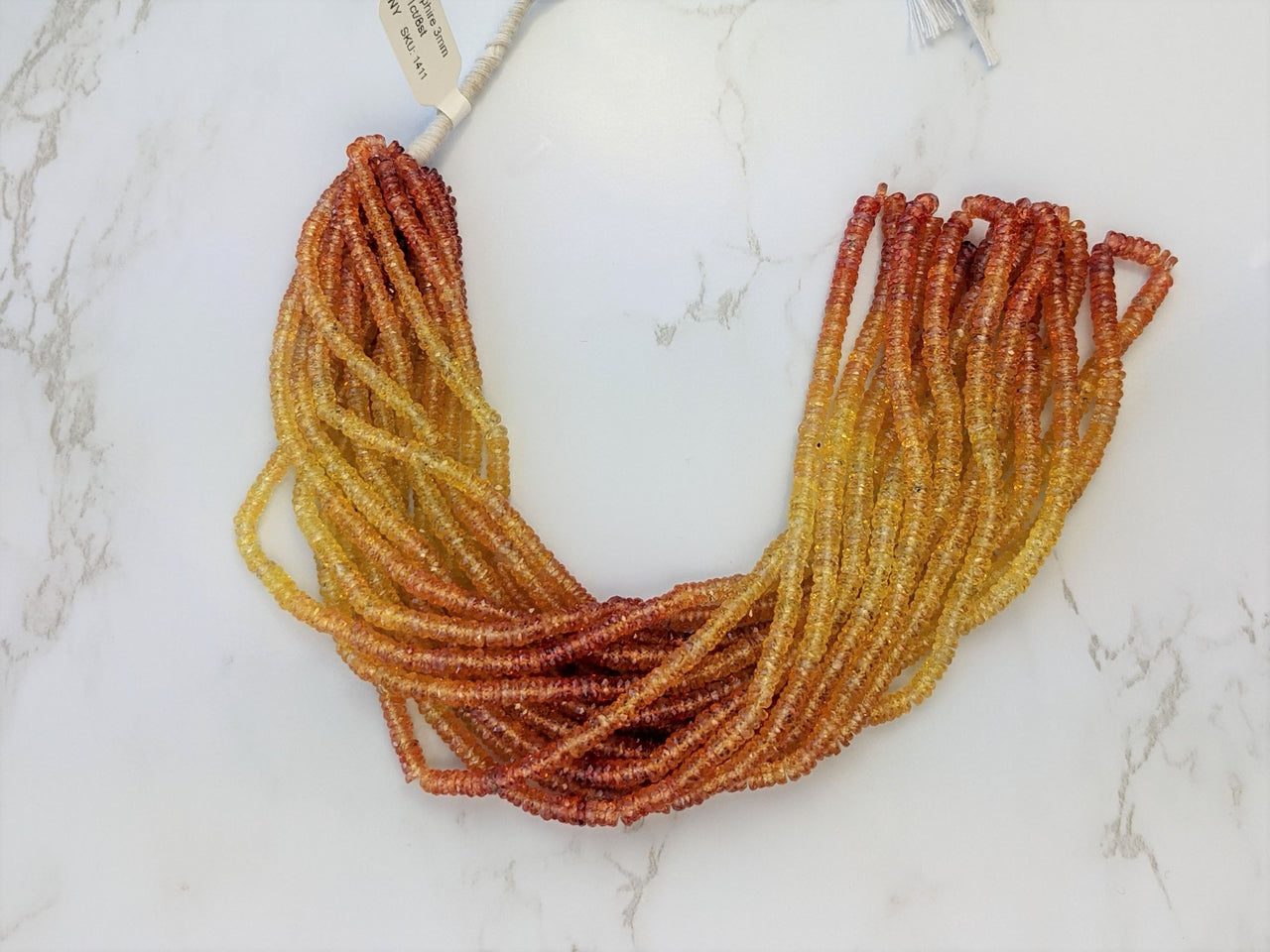 Ombre Orange and Yellow Fire Sapphire 3mm Faceted Tires