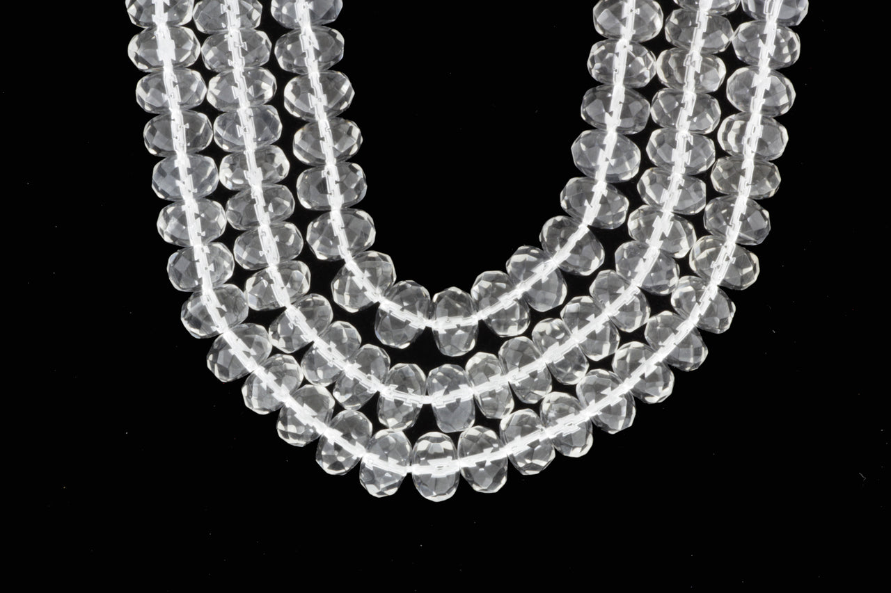 Clear Rock Crystal Quartz 10mm Faceted Rondelles