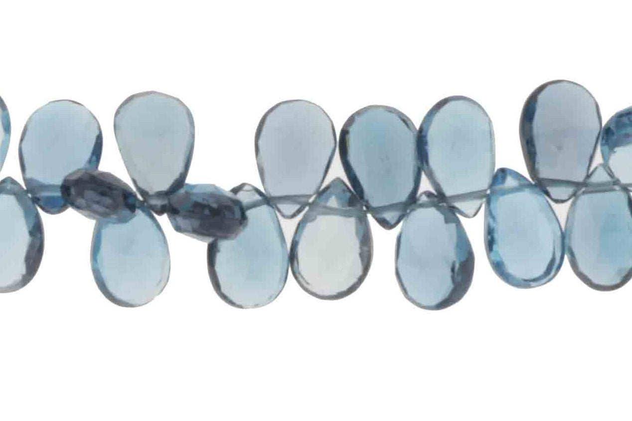 London Blue Topaz 8x5mm Faceted Pear Shaped Briolettes
