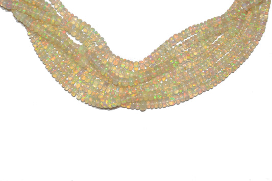 White Ethiopian Opal 3mm Smooth Rondelles