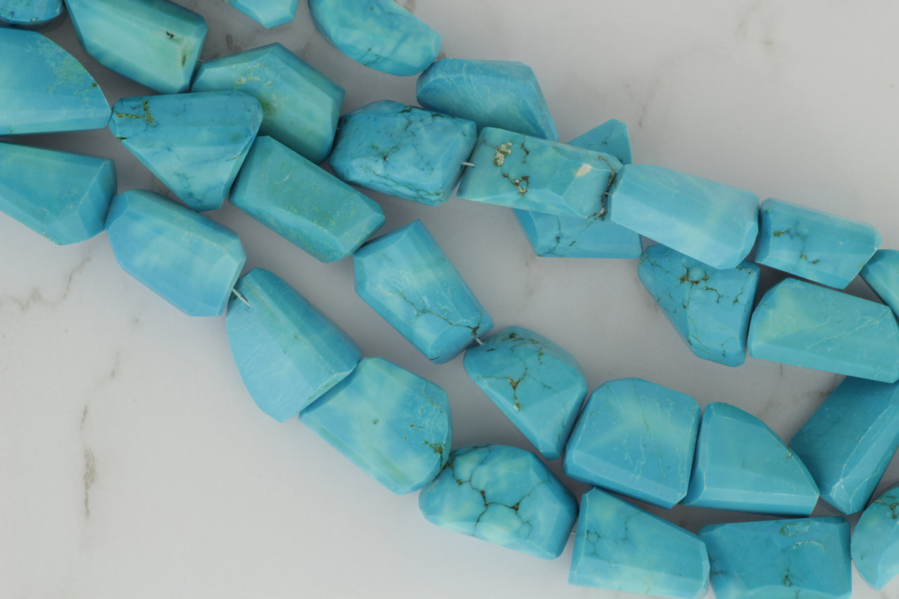 Blue Turquoise (R) 16x12mm Faceted Nuggets