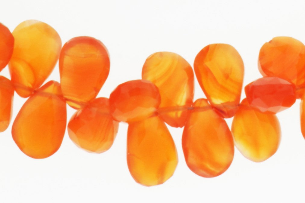 Orange Carnelian 7x5mm Faceted Pear Shaped Briolettes
