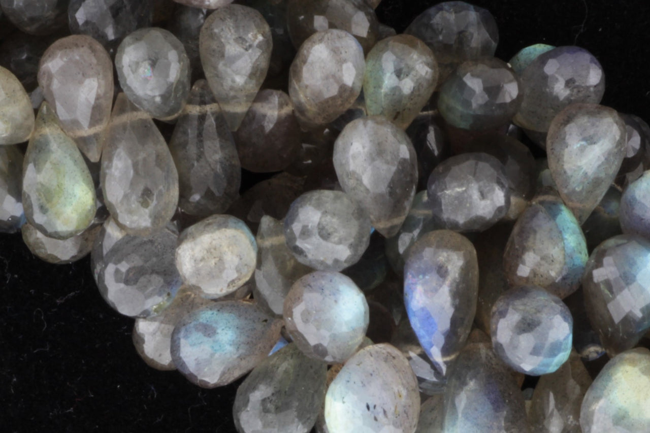 Blue Labradorite 12x7mm Faceted Teardrop Briolettes