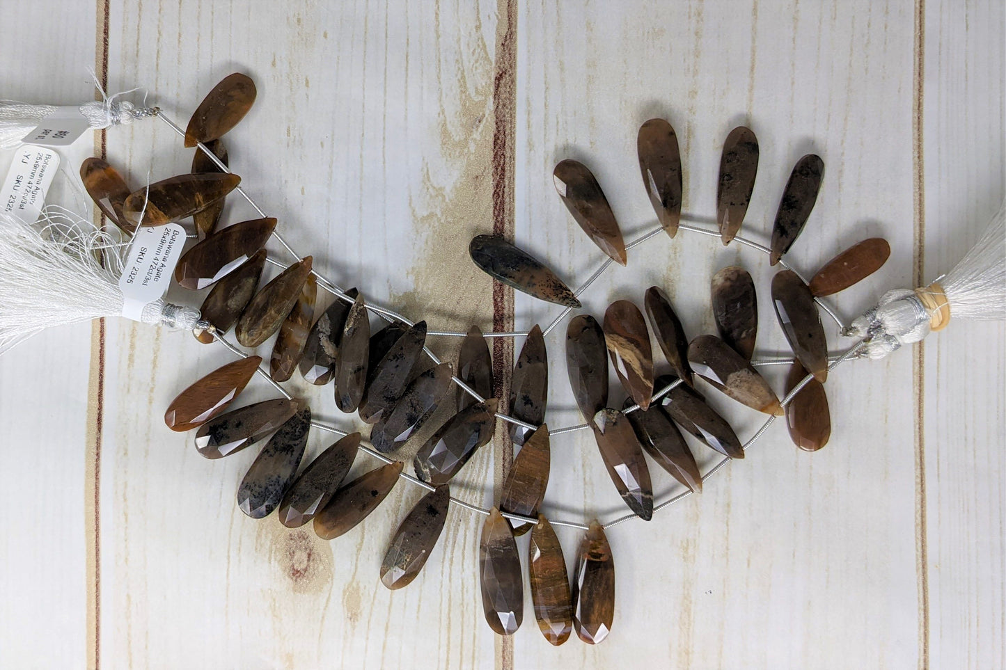 Botswana Agate 25x9mm Faceted Pear Shaped Briolettes