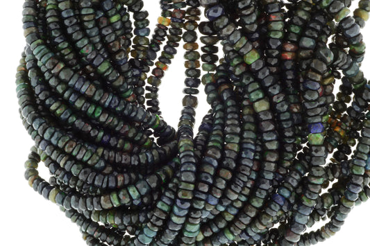 Black Ethiopian Opal 5mm Faceted Rondelles