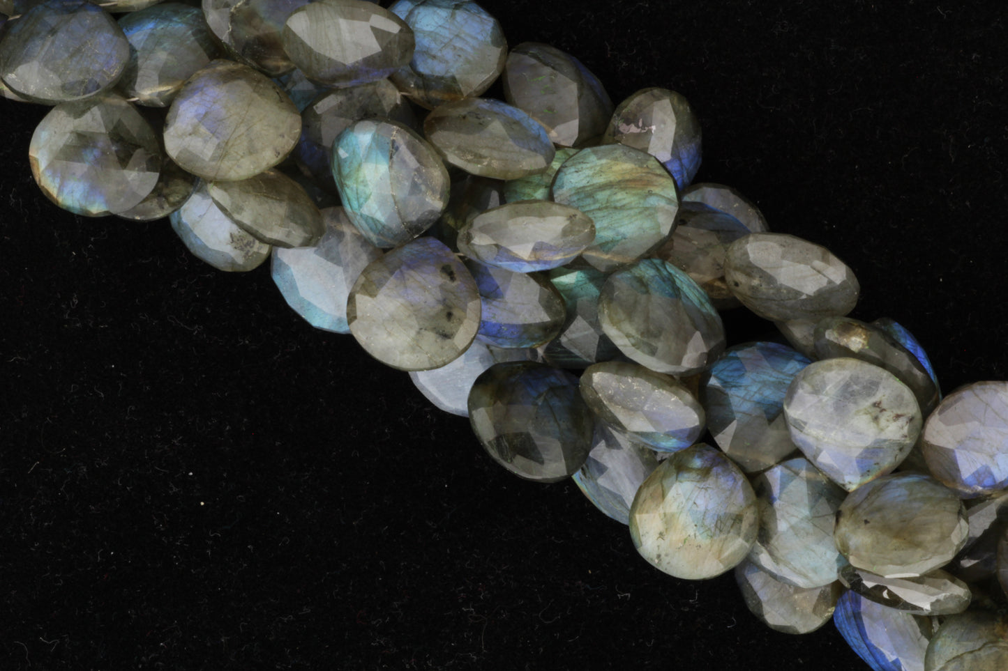 Blue Labradorite 16mm Faceted Heart Shaped Briolettes