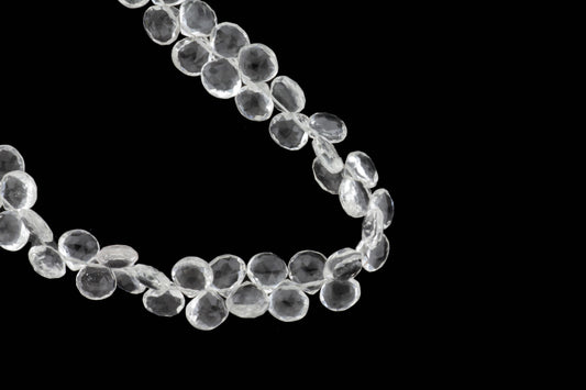 Clear Rock Crystal Quartz 8mm Faceted Heart Shaped Briolettes