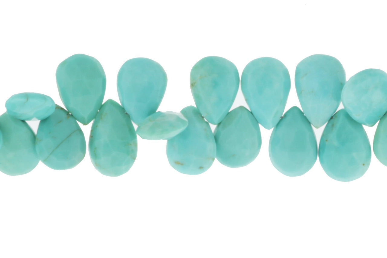 Natural Blue Turquoise 11x7mm Faceted Pear Shaped Briolettes