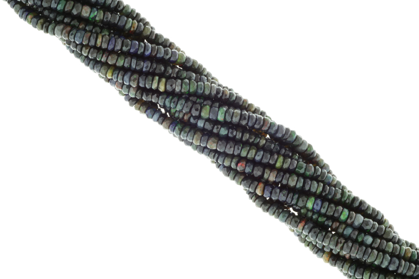Black Ethiopian Opal 4mm Faceted Rondelles