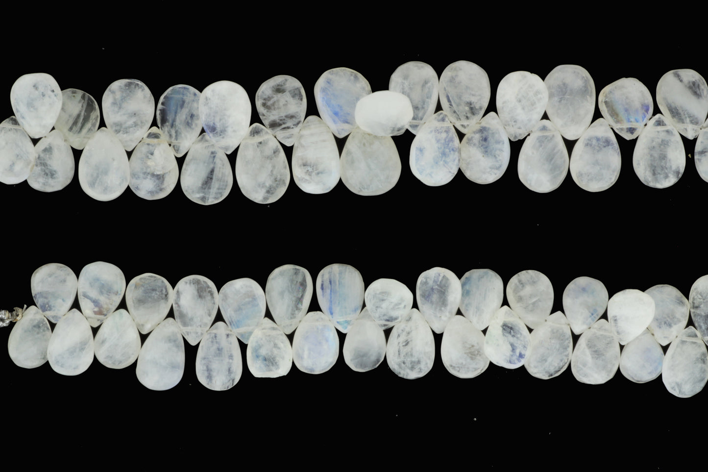 Blue Rainbow Moonstone 12x8mm Faceted Pear Shaped Briolettes