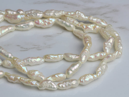 White Freshwater Pearl 3x5mm Biwa Sticks