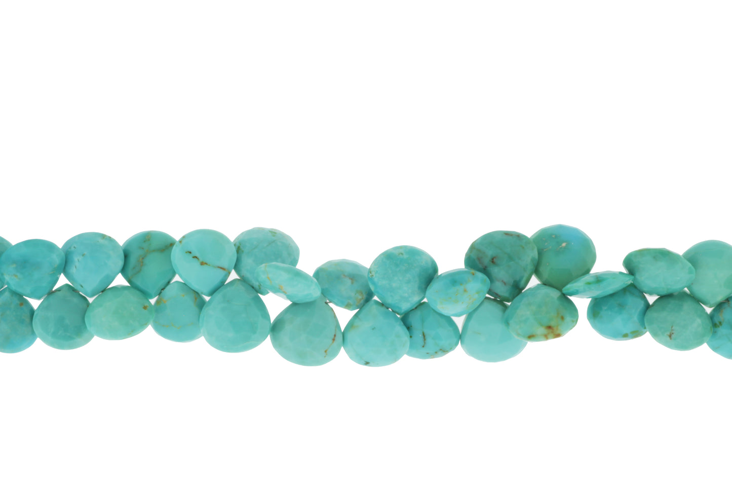 Natural Blue-Green Turquoise 12mm Faceted Heart Shaped Briolettes