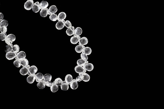 Clear Rock Crystal Quartz 7x5mm Faceted Pear Shaped Briolettes